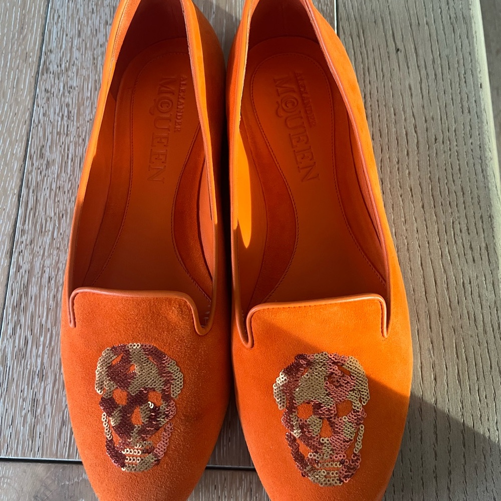 Alexander McQueen Orange Embroidered Flats, Sz.39 - Picture 8 of 12